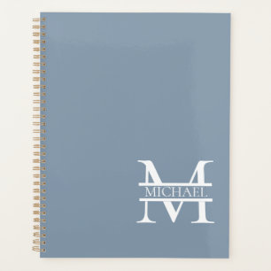 Personnalisé Elegant Dusty Blue Monogramme et nom