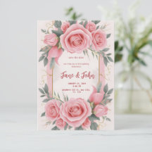 [Personnalisé] Élégant Faire-part de mariage rose