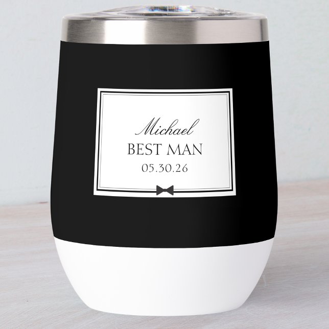 Personnalisé Elegant Moderne Bowtie Best Man (Toast your best moments with a custom best man tumbler! Perfect for keeping the drinks flowing. )