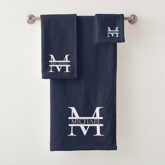 Personnalisé Elegant Navy Blue Monogramme et nom (En situation)