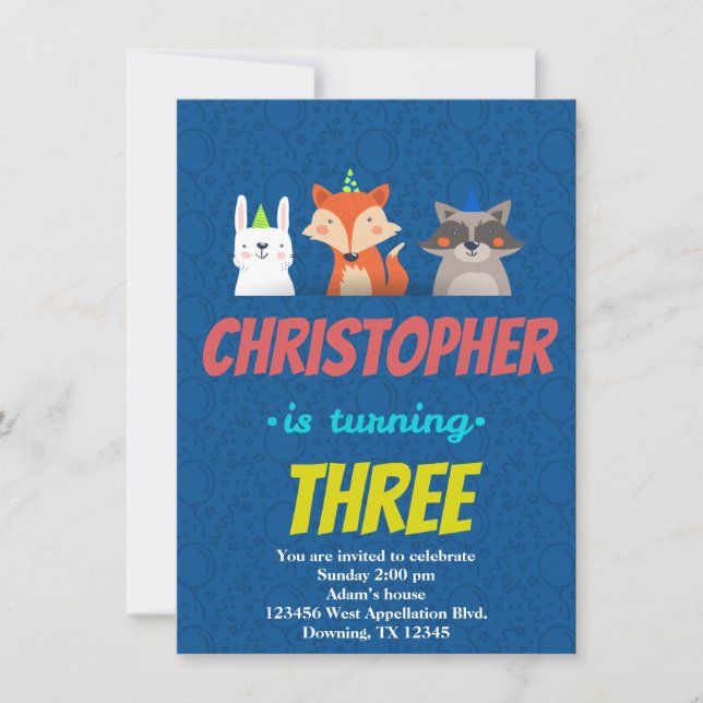 Personnalisé Enfants Carte d'anniversaire Animaux  (Devant)