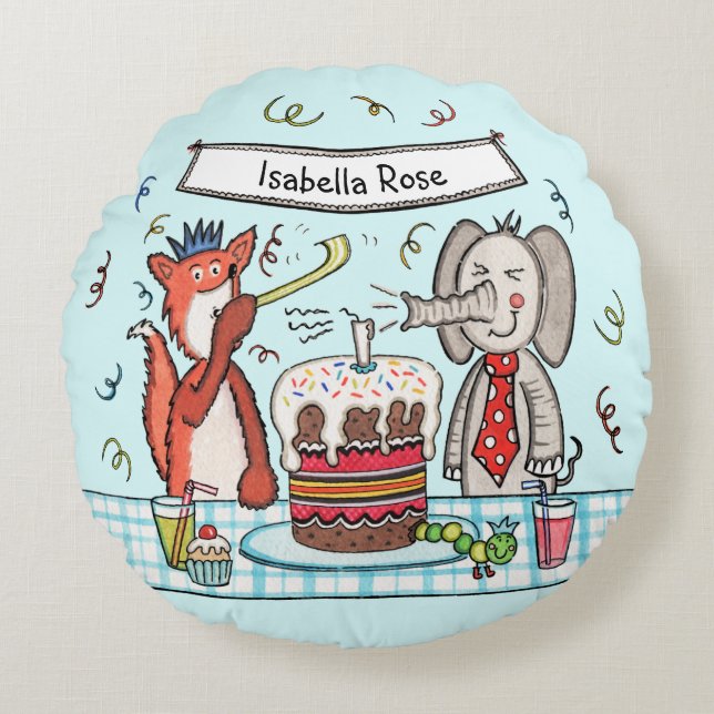 Personnalisé Enfant's mignon Fête Animaux Coussin (Devant)