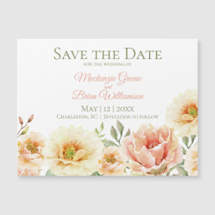 Personnalisé Enregistrer L'Aimant Date - Fleurs Aq