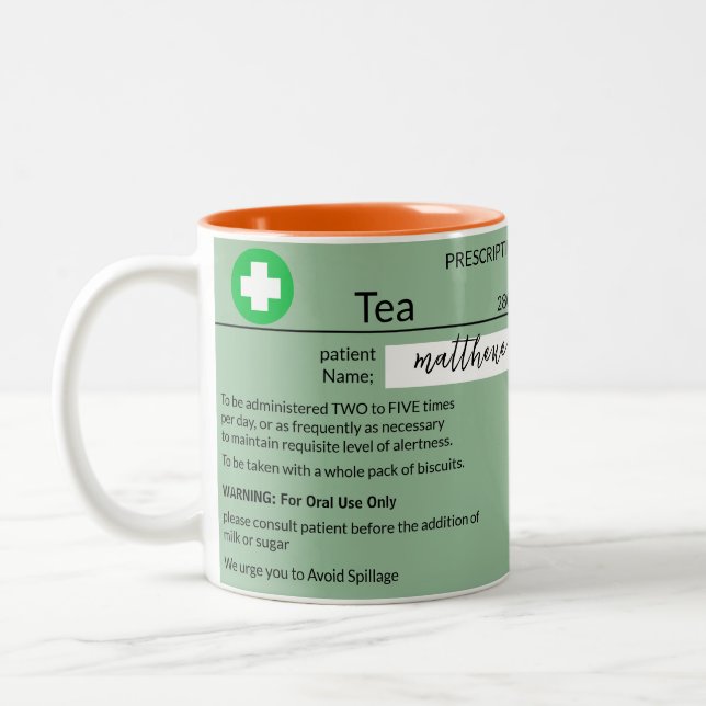 Personnalisé et drôle Prescription Café Mug (Gauche)
