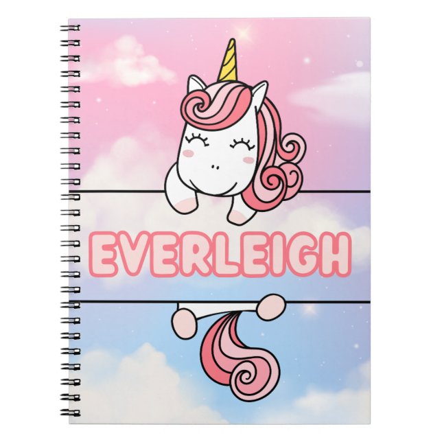 Personnalisé Everleigh Unicorn Girlie Carnet (Devant)