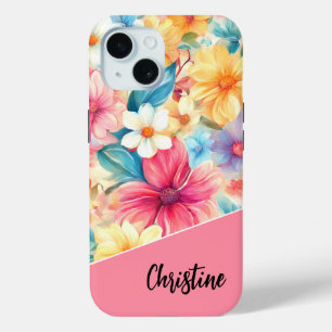 Personnalisé Floral iPhone 15 Coque