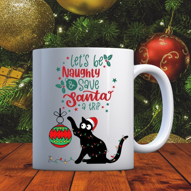 Personnalisé Funny Cat Mischief Christmas Mug (Créateur téléchargé)