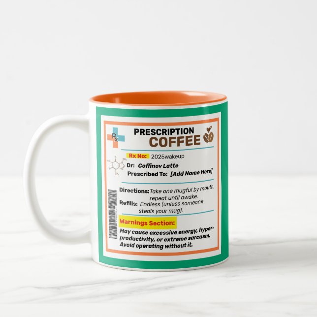 Personnalisé Funny Prescription Café Mug (Gauche)