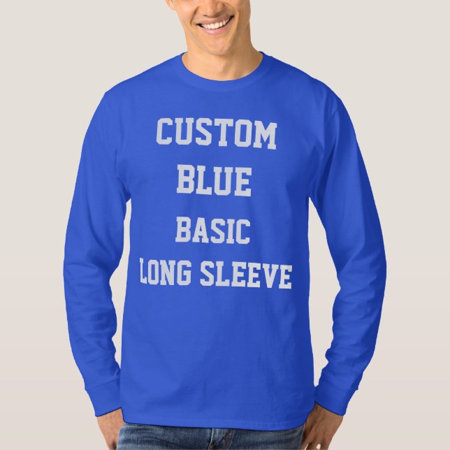 Personnalisé Hommes BLEU LONG SLEEVE T-SHIRT (Devant)
