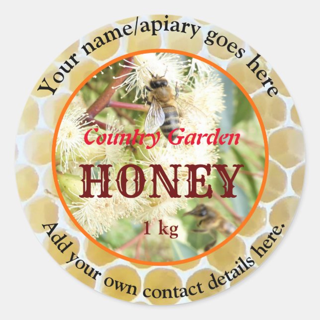 PERSONNALISÉ HONEY JAR ÉTIQUETTES APIARY. MÉTIER (Devant)