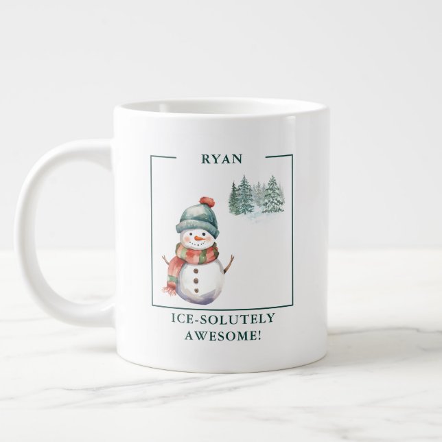 Personnalisé "Ice Solument Génial !" Snowman Mug (Gauche)