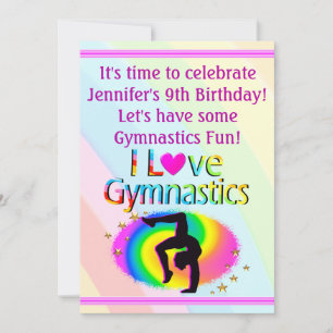 PERSONNALISÉ J'ADORE GYMNASTICS INVITATIONS EN BOW