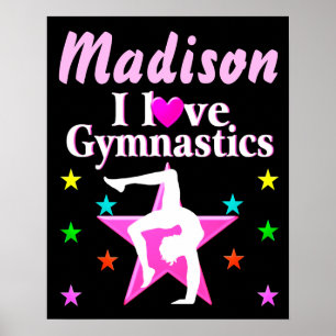 PERSONNALISÉ J'AIME GYMNASTICS POSTER
