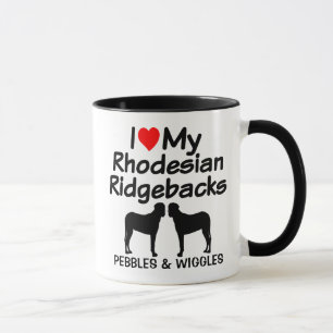 Personnalisé J'Aime Ma Mug De Deux Chiens Rhodésie