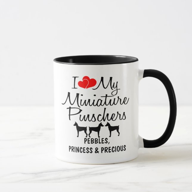 Personnalisé J'Aime Ma Mug De Trois Miniatures Pin (Droite)