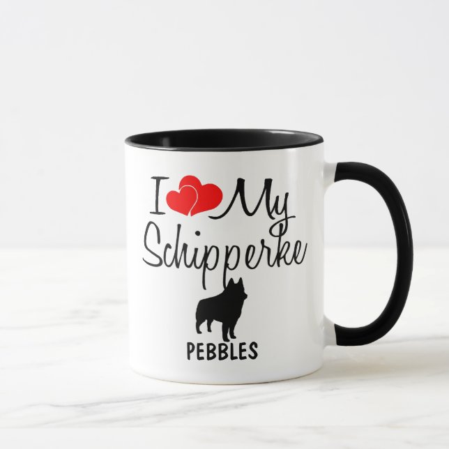 Personnalisé J'Aime Ma Mug Schipperke (Droite)
