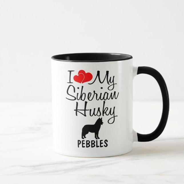 Personnalisé J'Aime Ma Mug Sibérienne Husky Dog (Droite)