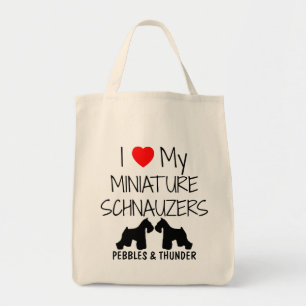 Personnalisé J'Aime Mon Sac Deux Chiens Schnauzer 