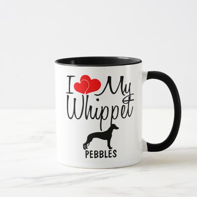 Personnalisé J'Aime Mon Whippet Mug (Droite)