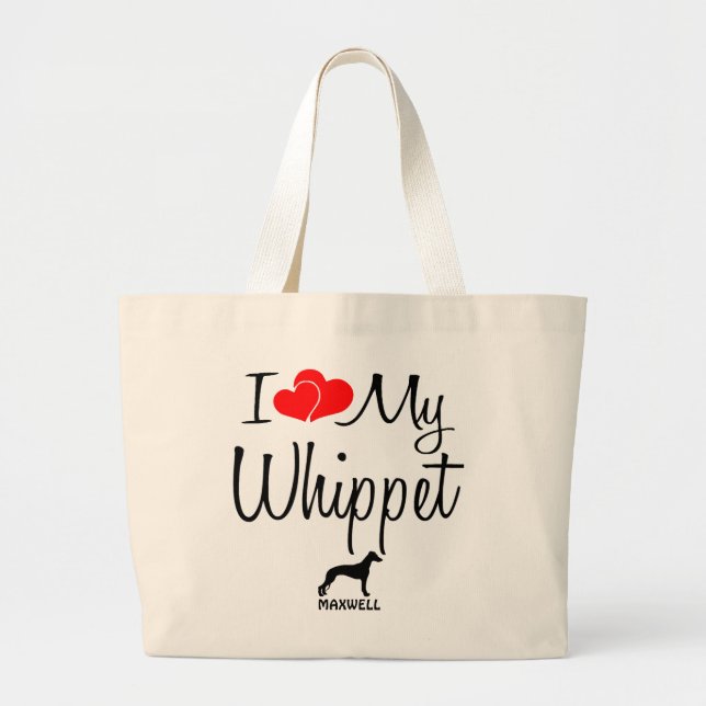 Personnalisé J'Aime Mon Whippet Sac (Devant)