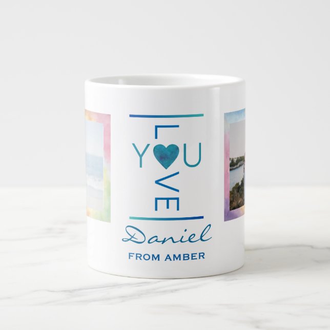 Personnalisé Je t'aime Mug pour lui (Devant)
