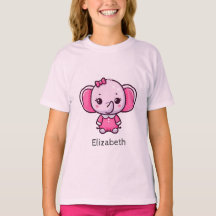 Personnalisé | Jolie T-shirt éléphant rose bébé