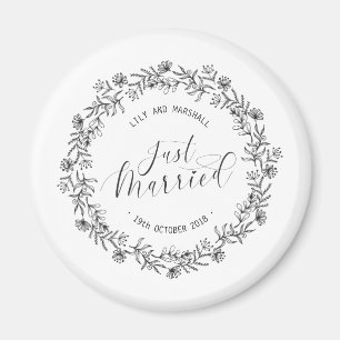 Personnalisé Juste Marié Floral   Aimant de réfrig