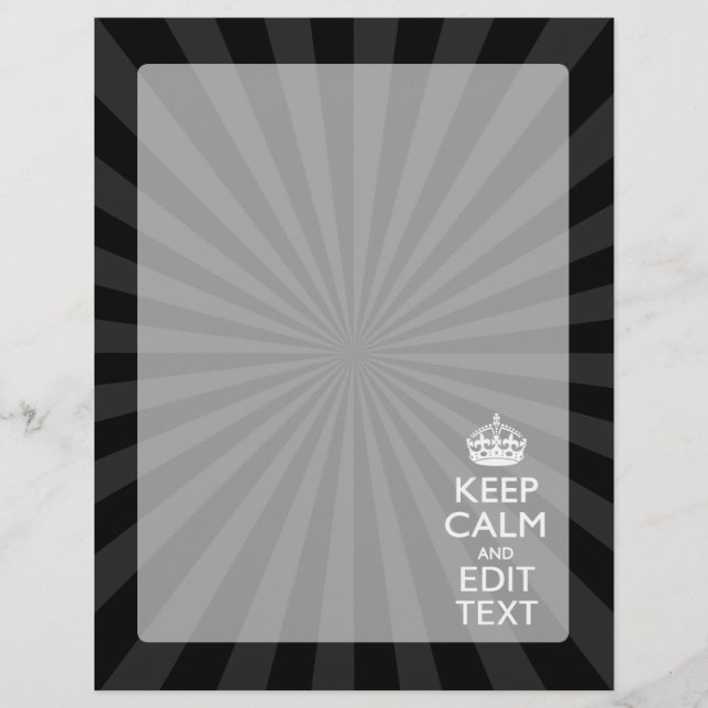 Personnalisé KEEP CALM Votre texte Black Sunburst (Devant)