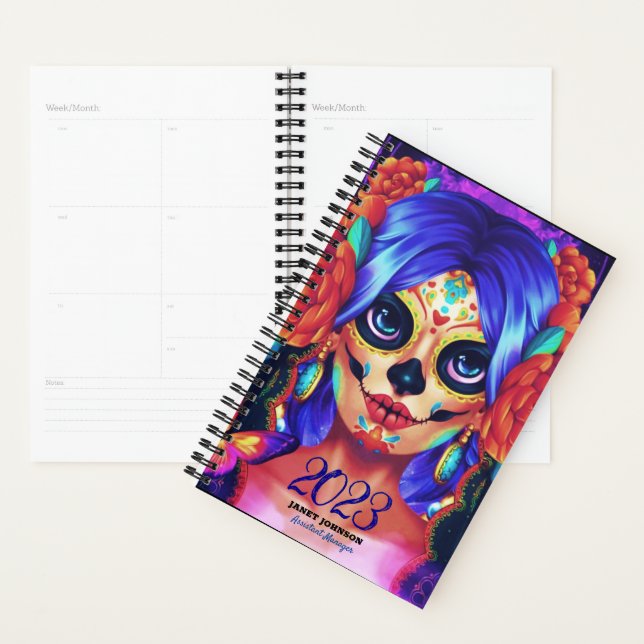 Personnalisé LA CATRINA SUGAR SKULL 2023 Hebdomada (Devant avec enveloppe)