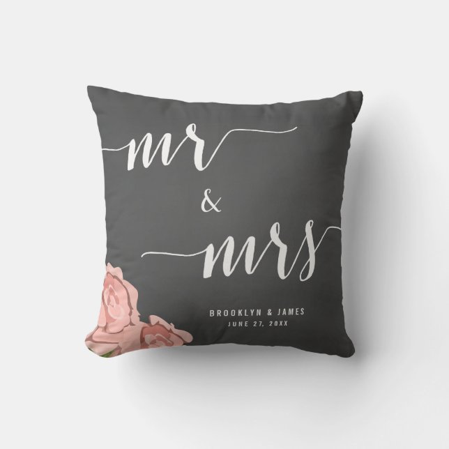 Personnalisé M. Et Mme Chalkboard Mariages Coussin (Recto)