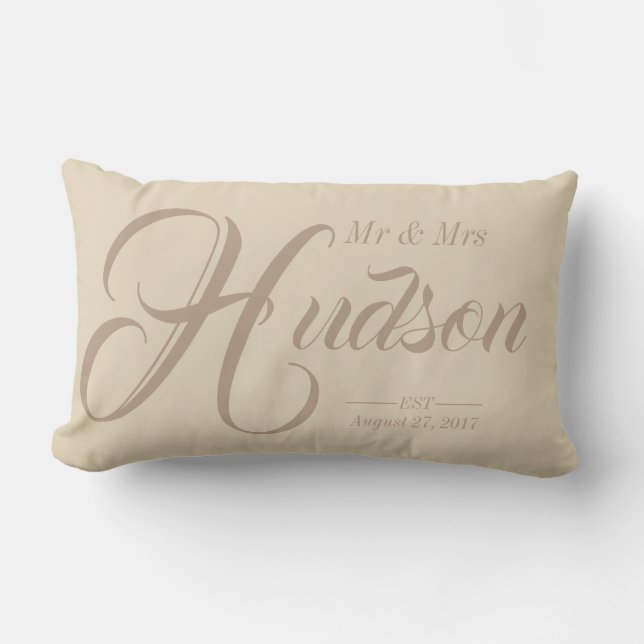 Personnalisé M. & Mme Neutral Mariage Coussin (Recto)