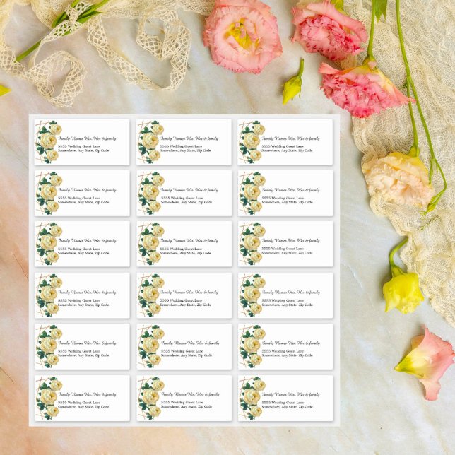 Personnalisé Mariage Invité Jaune Floral Étiquette (Custom Wedding Guest Yellow Floral Address Labels )