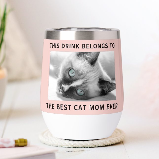 Personnalisé Meilleur Chat Maman Jamais Photo Rose (Créateur téléchargé)