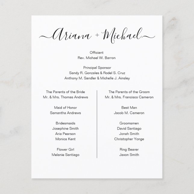 Personnalisé Minimaliste noir blanc Simple fête de (Devant)