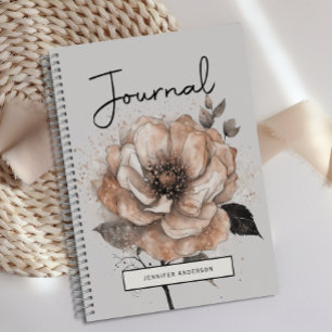 Personnalisé Moderne Rose Gold Floral Journal