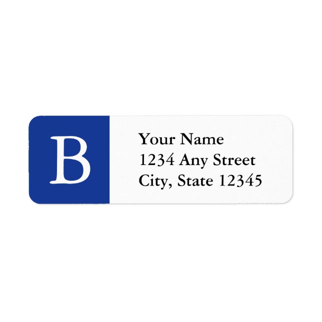 Personnalisé Monogramme Étiquette de adresse Bleu  (Devant)