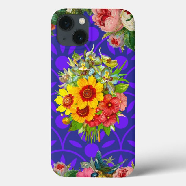 Personnalisé Monogrammed iPhone 13 Coque, coque Fl (Verso)