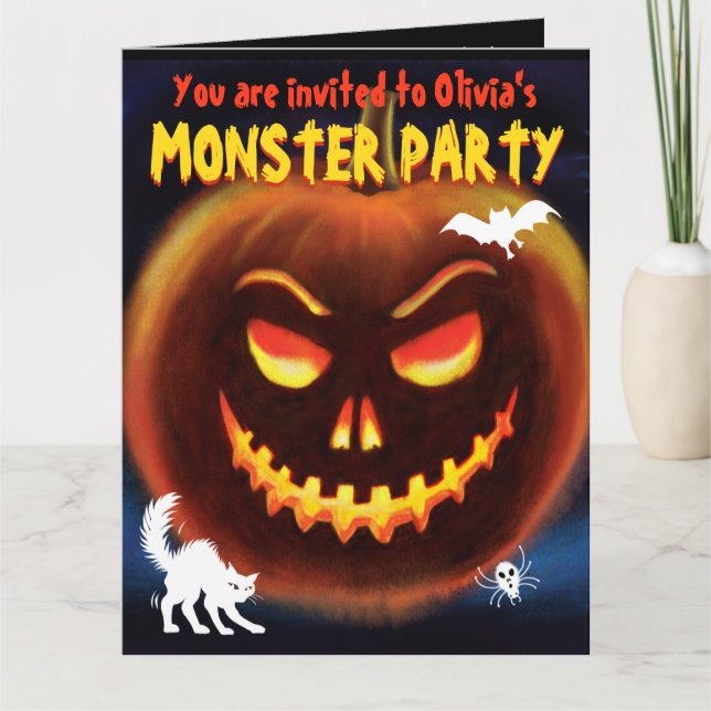 Personnalisé Monster Halloween invitation de fête  (Devant)