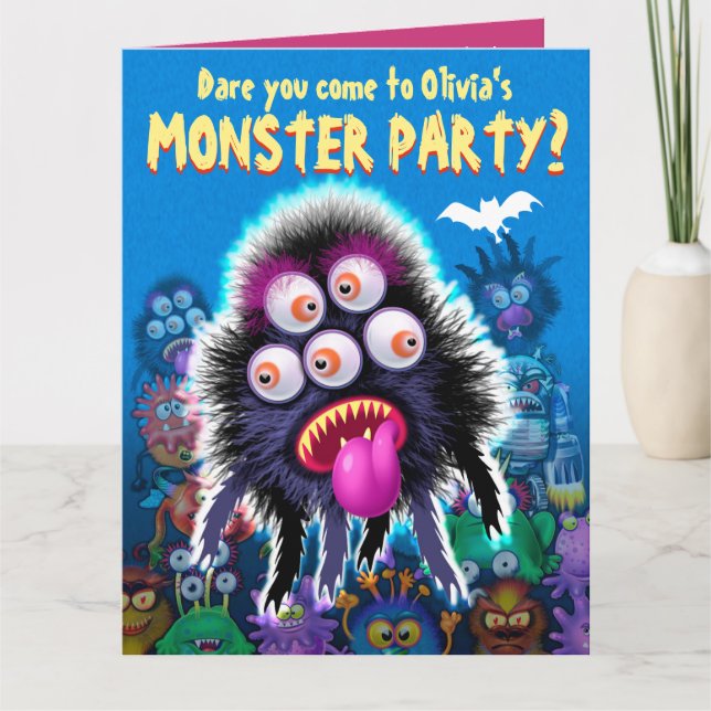 Personnalisé Monster Halloween invitation de fête  (Devant)