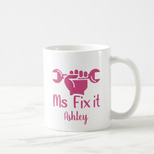 Personnalisé Ms Fixer It Wrench Hand Coffee Mug