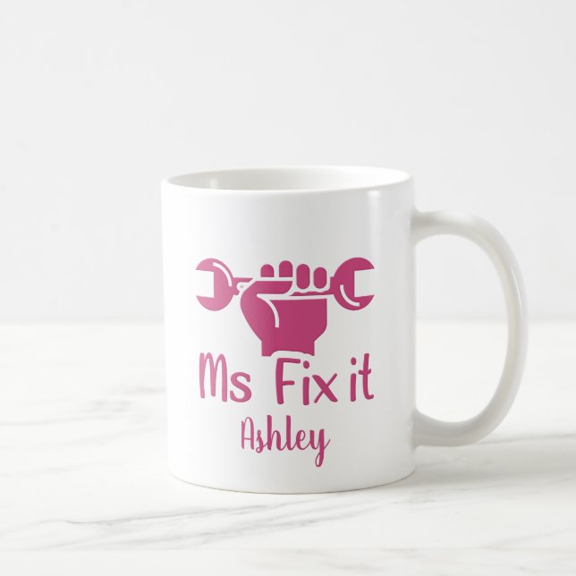 Personnalisé Ms Fixer It Wrench Hand Coffee Mug (Droite)