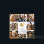 Personnalisé Multi Photo Family Keepsaké Gold Hear<br><div class="desc">Un collage photo moderne,  simple et élégant dans une mise en page en grille avec un coeur doré et un message personnalisé de votre famille.</div>