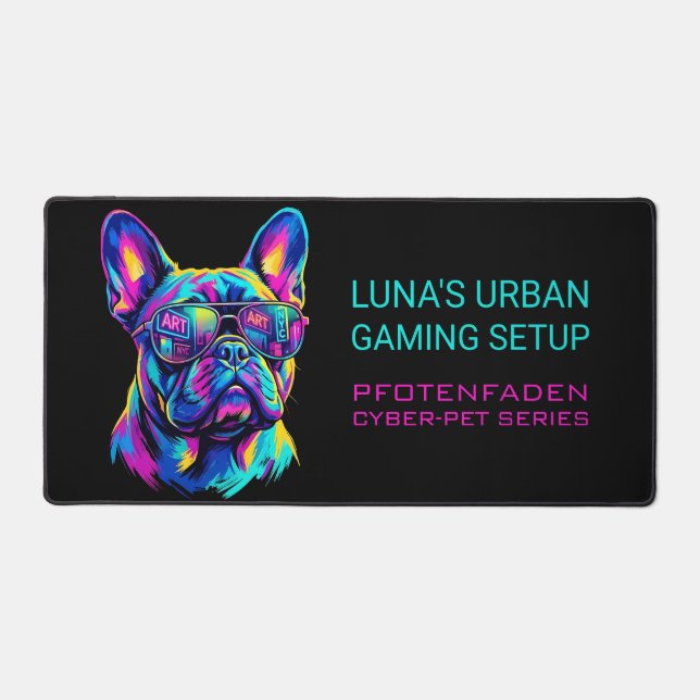 Personnalisé Néon Bouledogue Français Gaming (Recto)