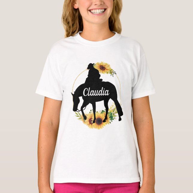 Personnalisé Nom Equestrian Barrel course T-Shirt (Devant)