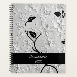 Personnalisé Nommé Floraux Abstraits noirs et blan