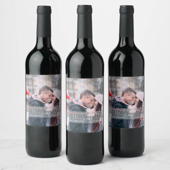 Personnalisé Notre Mariage Photo Étiquette Vin (Bouteilles)