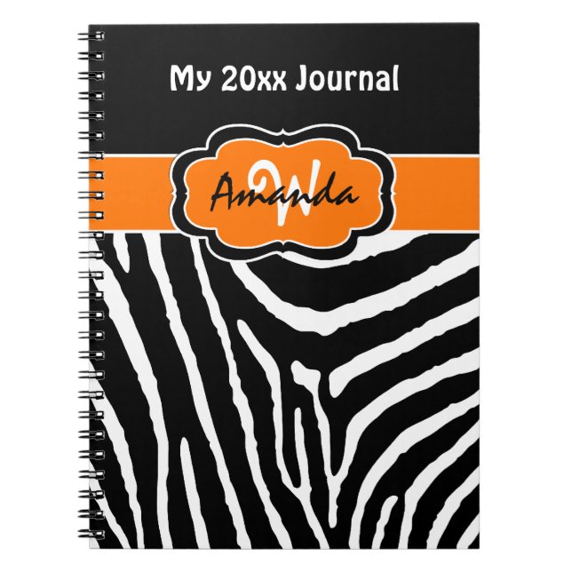 Personnalisé Orange noir blanc Zèbre Journal 2 (Devant)