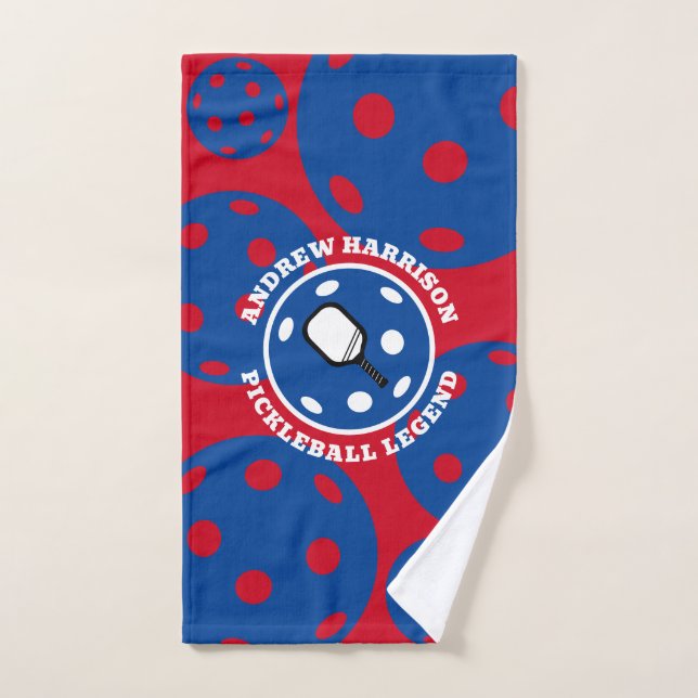 Personnalisé Pickleball Nom de légende Rouge Bleu (Serviette à main)