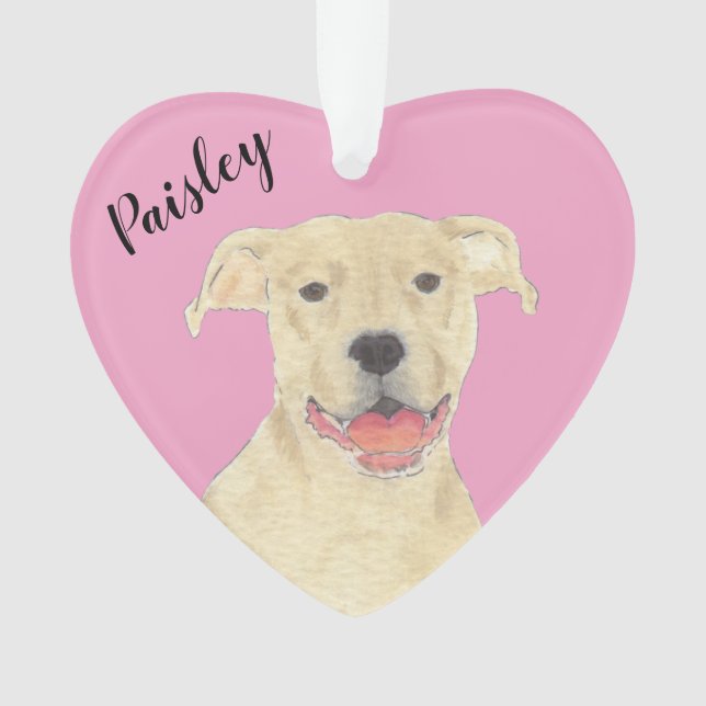 Personnalisé Pink Heart Fawn Tan Pitbull Staffy (devant)