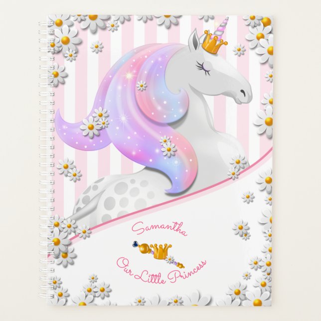 Personnalisé Pink Unicorn Baby Girl Planner (Devant)